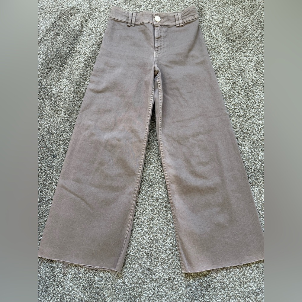 Zara girls marine straight wide Jeans in Brown size 11-12